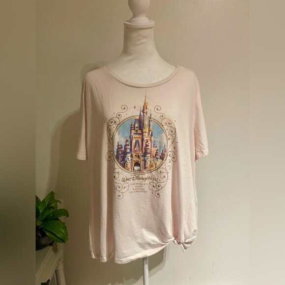 Disney World  Women’s 2X Pink Tunic Tee with Side Tie - Picture 1 of 7